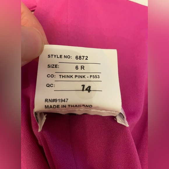 New After Six CUFFED OFF-THE-SHOULDER PLEATED FAUX WRAP MAXI DRESS THINK PINK 6R - Picture 5 of 6